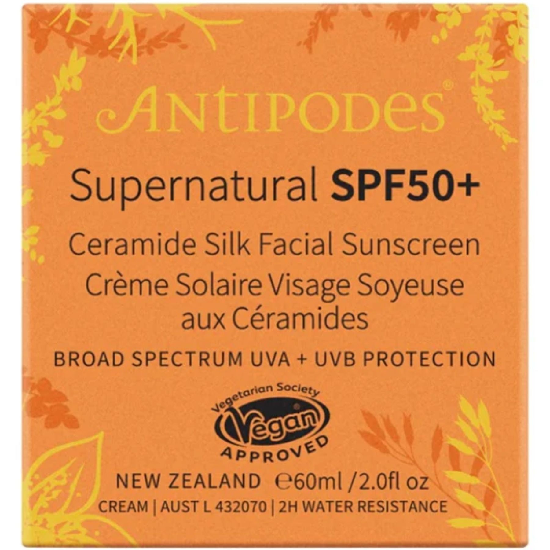 Antipodes Supernatural SPF50+ Ceramide Silk Facial Sunscreen 60mL