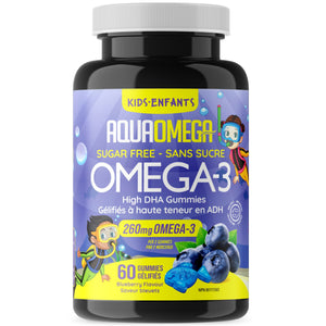 AquaOmega Kids Omega-3 High DHA Gummies Blueberry 60s