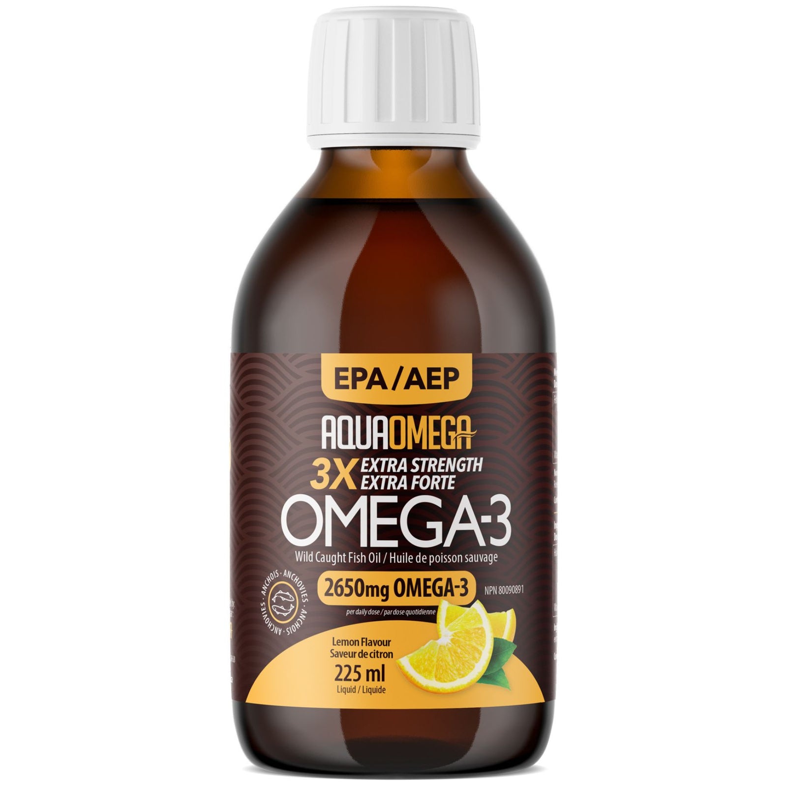 AquaOmega 3X Ultimate Strength EPA Omega-3 Lemon 225mL
