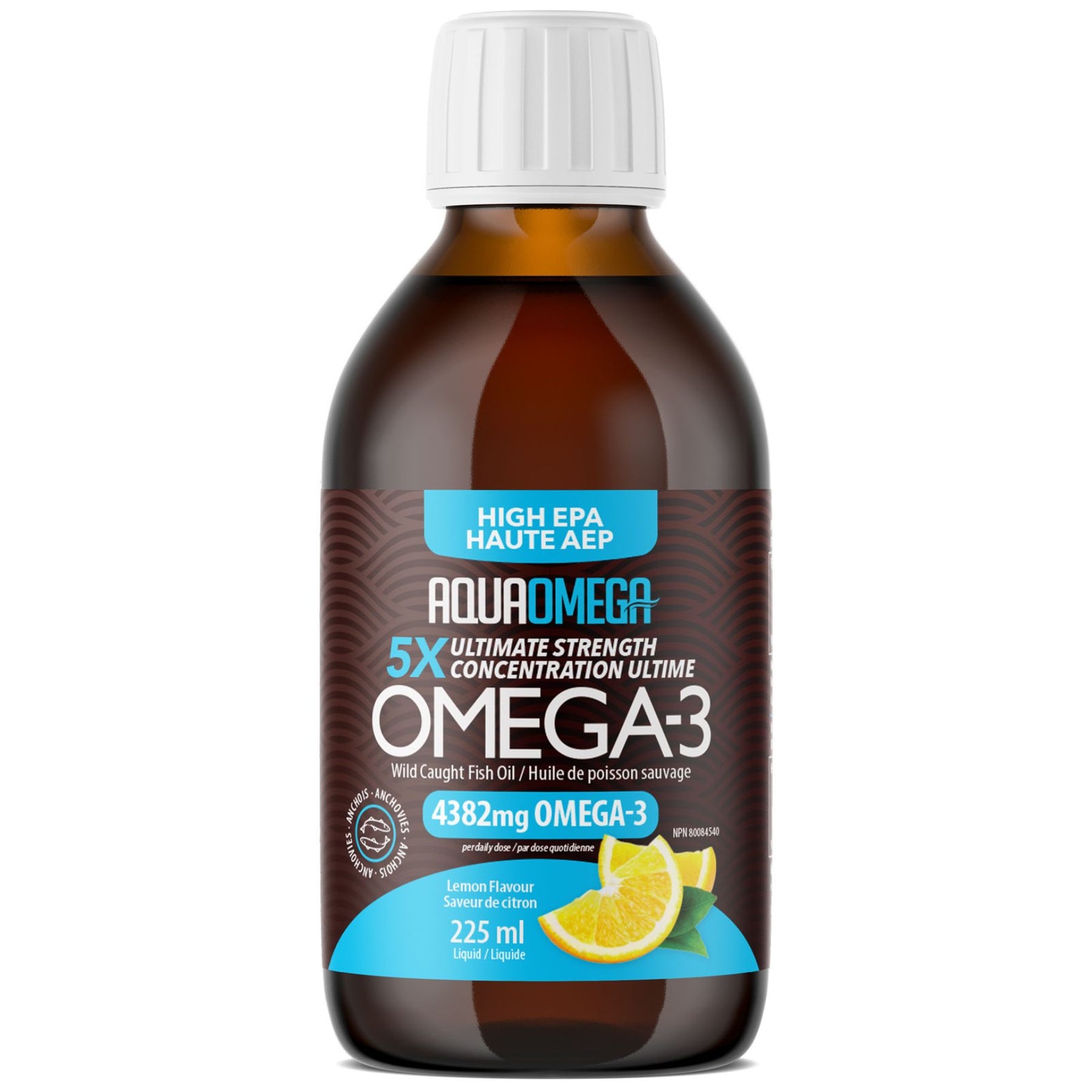 AquaOmega 5X Ultimate Strength EPA Omega-3 Lemon 225mL