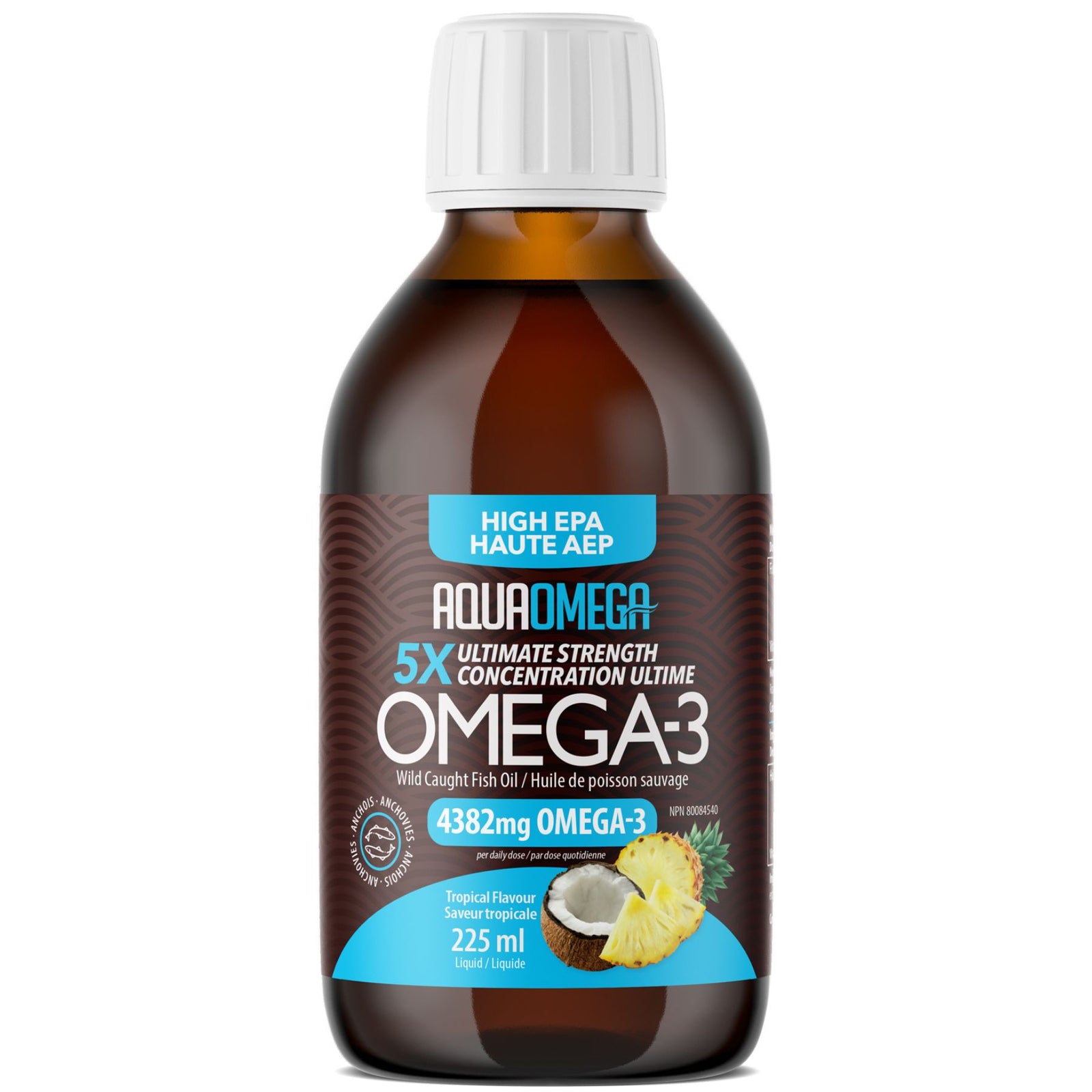 AquaOmega 5X Ultimate Strength EPA Omega-3 Tropical 225mL
