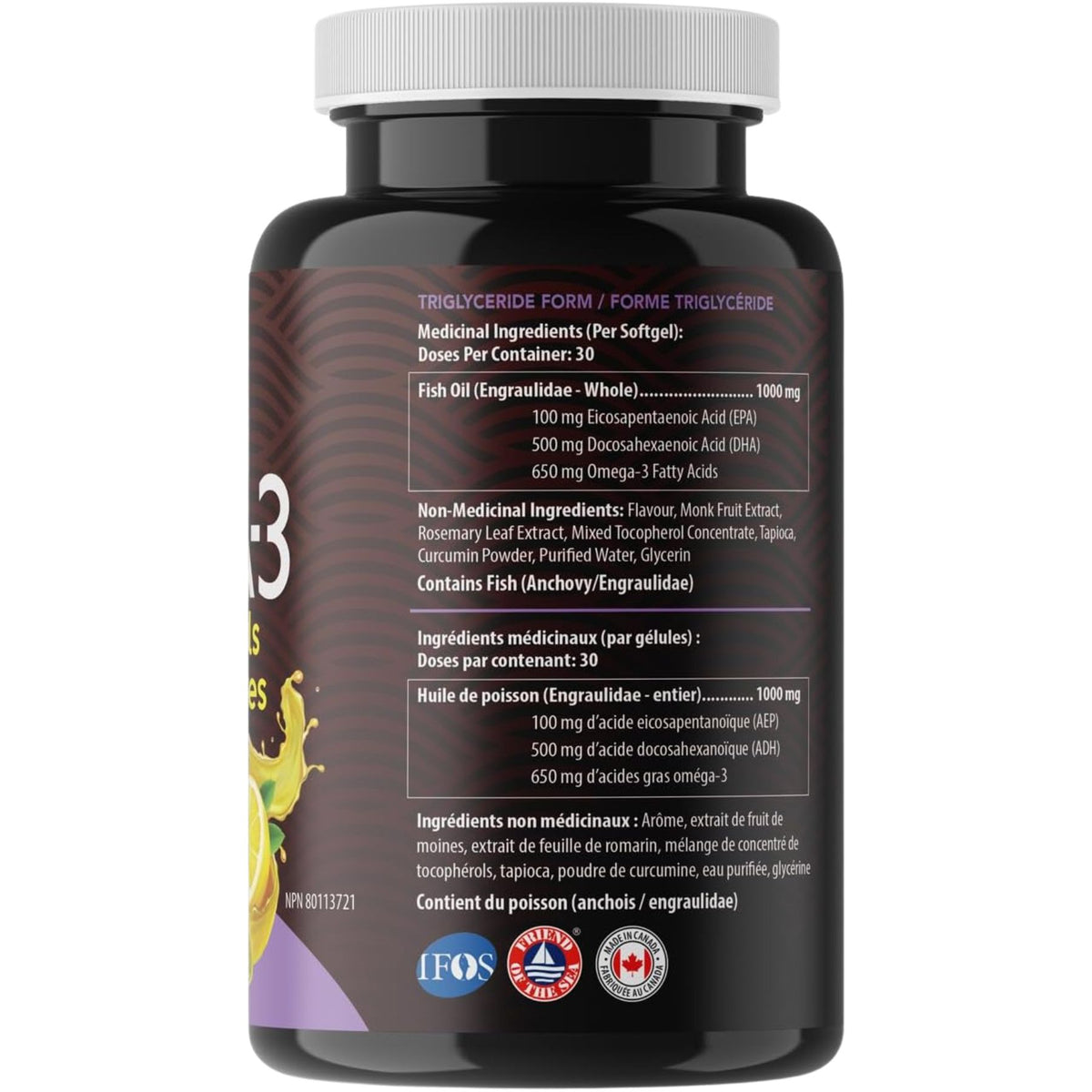 AquaOmega High DHA Omega-3 Lemon Flavoured Softgels 120s