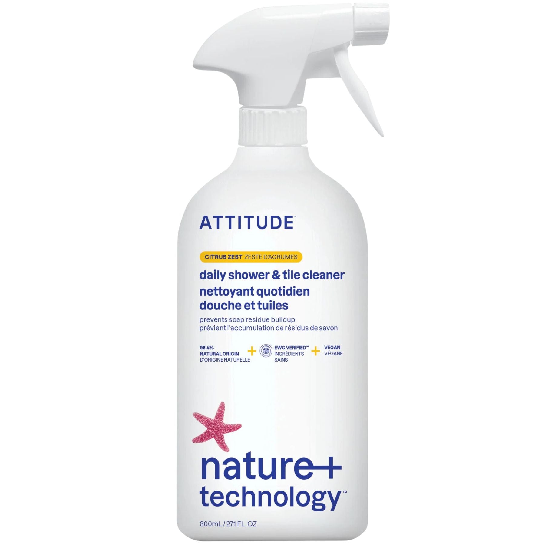 Attitude Nature+ Daily Shower & Tile Cleaner Citrus Zest 800ml