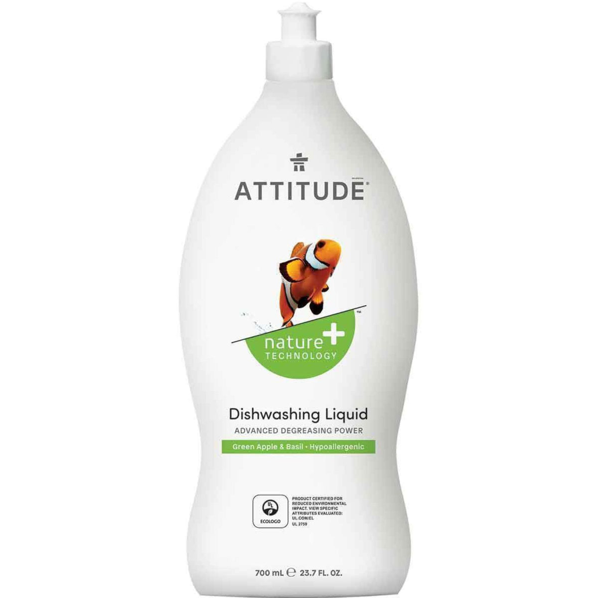 Attitude Nature+ Dishwashing Liquid Green Apple & Basil 700ml