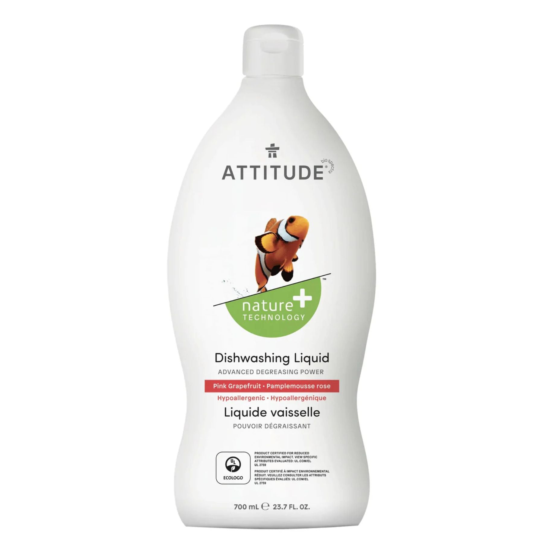 Attitude Nature+ Natural Dish Soap - Pink Grapefruit 700ml