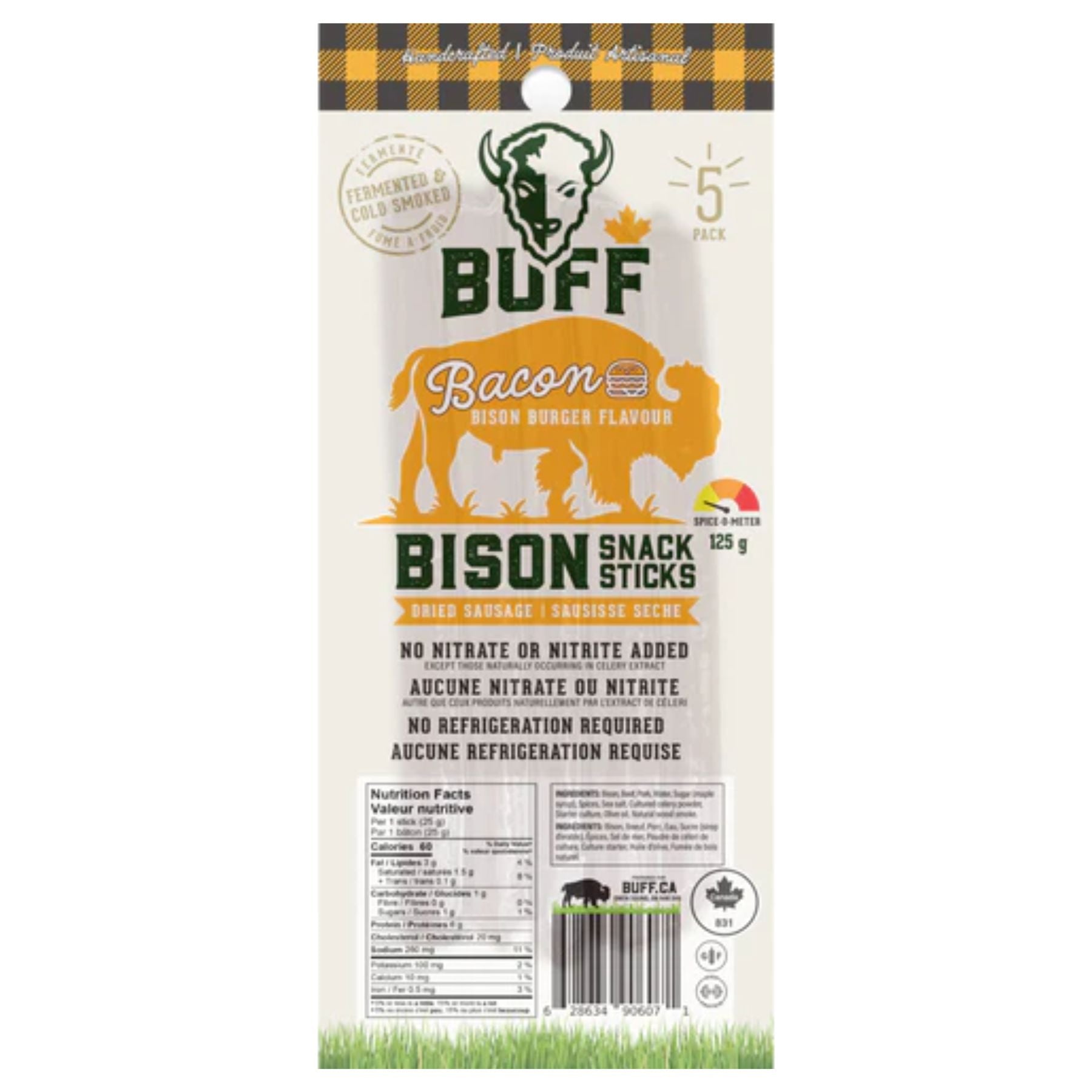 BUFF Bison Snack Sticks - Bison Bacon Burger 5 Pack (120g)