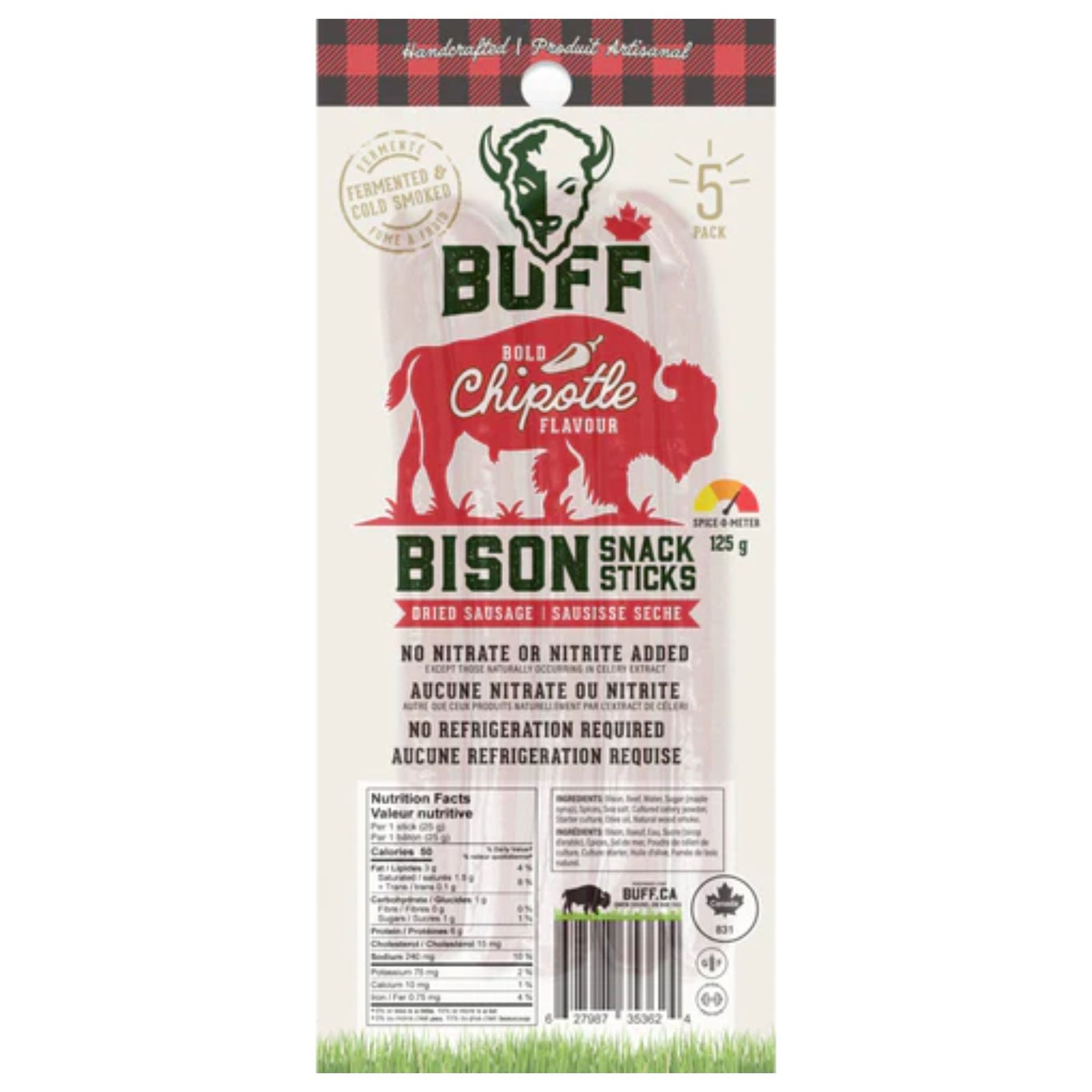 BUFF Bison Snack Sticks Bold Chipotle 5-Pack 120g