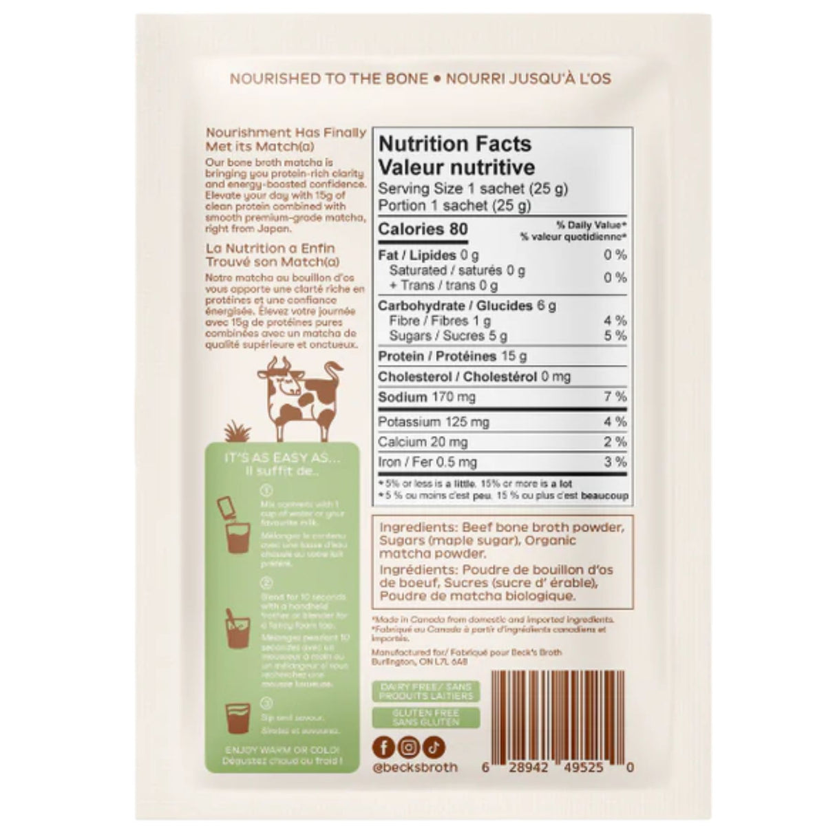 Beck's Broth Matcha Bone Broth Powder 25g (Single)