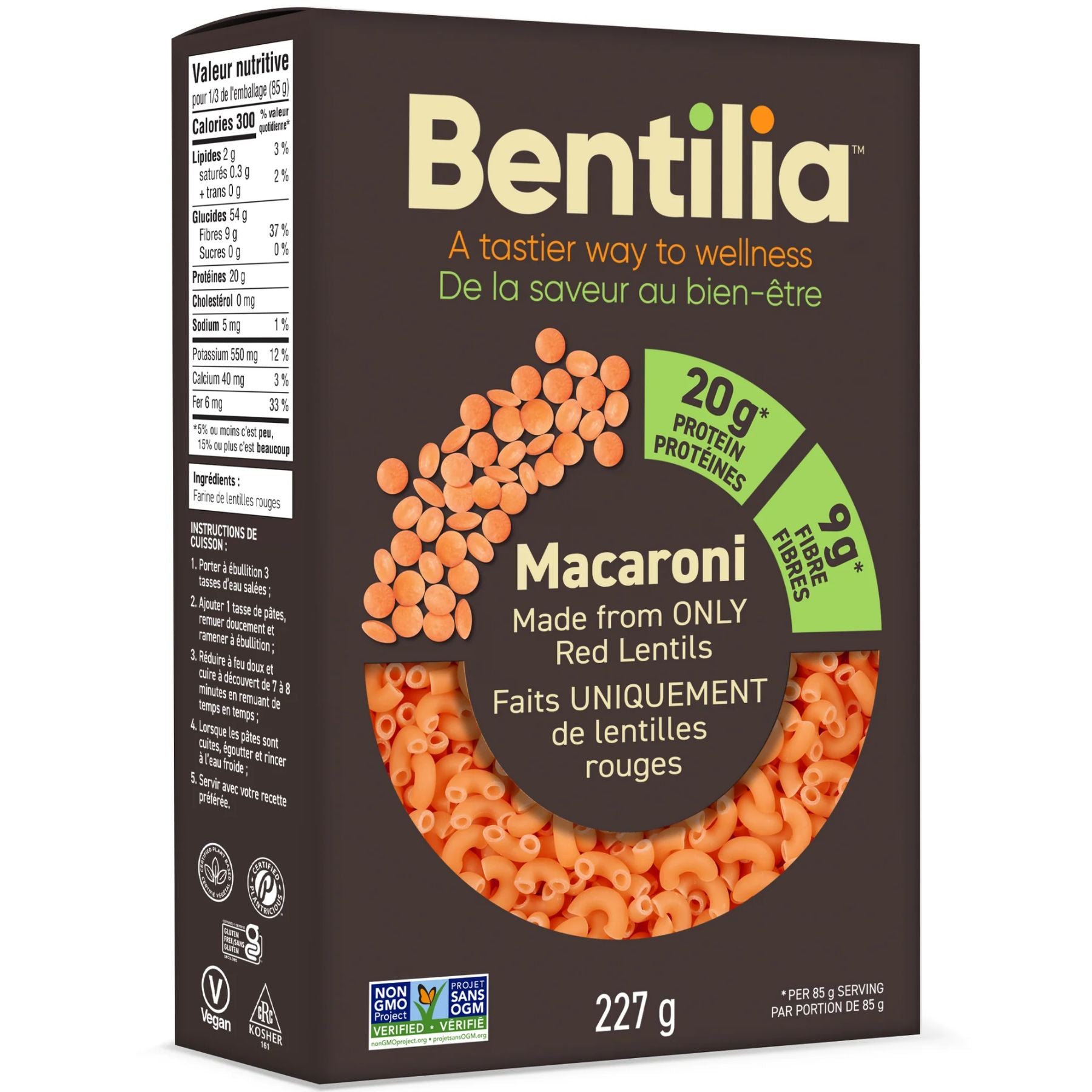 Bentilia Red Lentil Elbow Pasta 227g