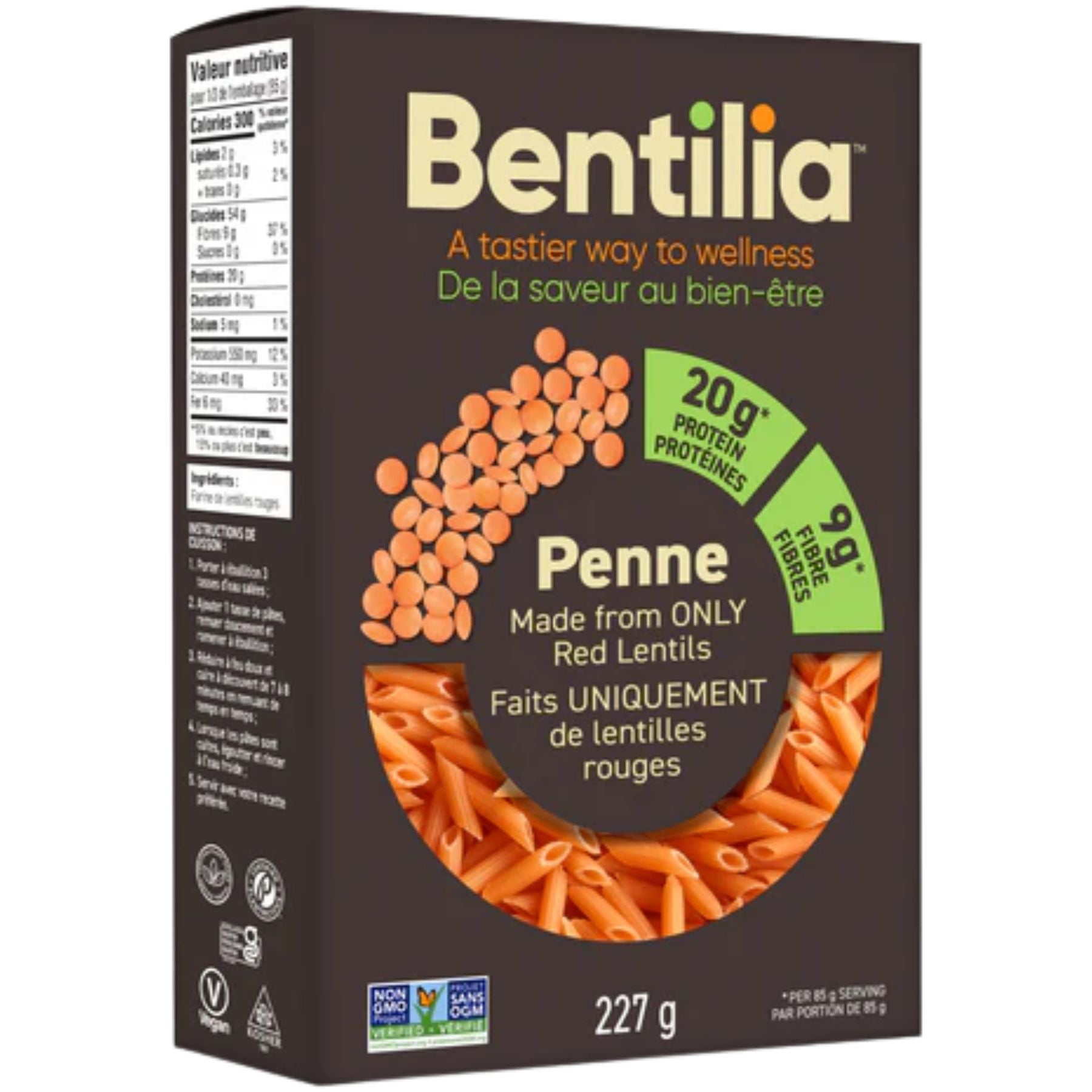 Bentilia Red Lentil Penne Pasta 227g