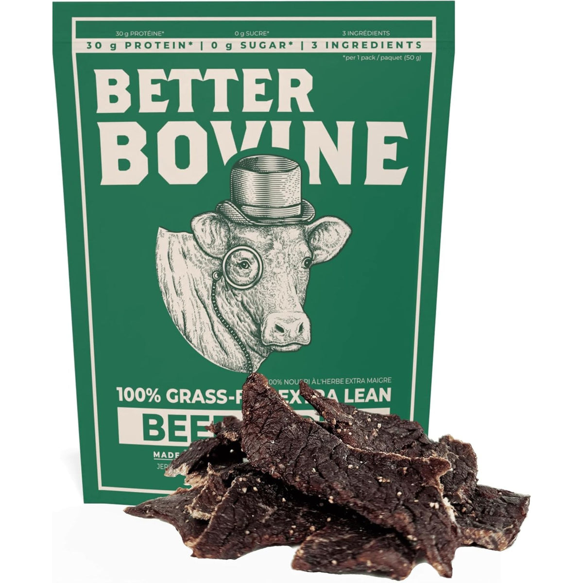 Better Bovine 100% Grass-fed Extra Lean Beef Jerky 50g