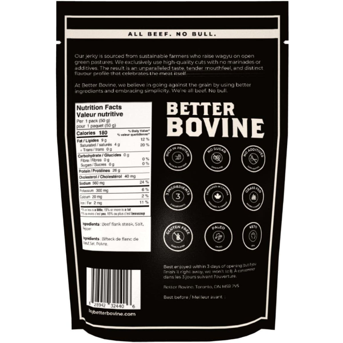 Better Bovine 100% Grass-fed Wagyu Beef Jerky 50g