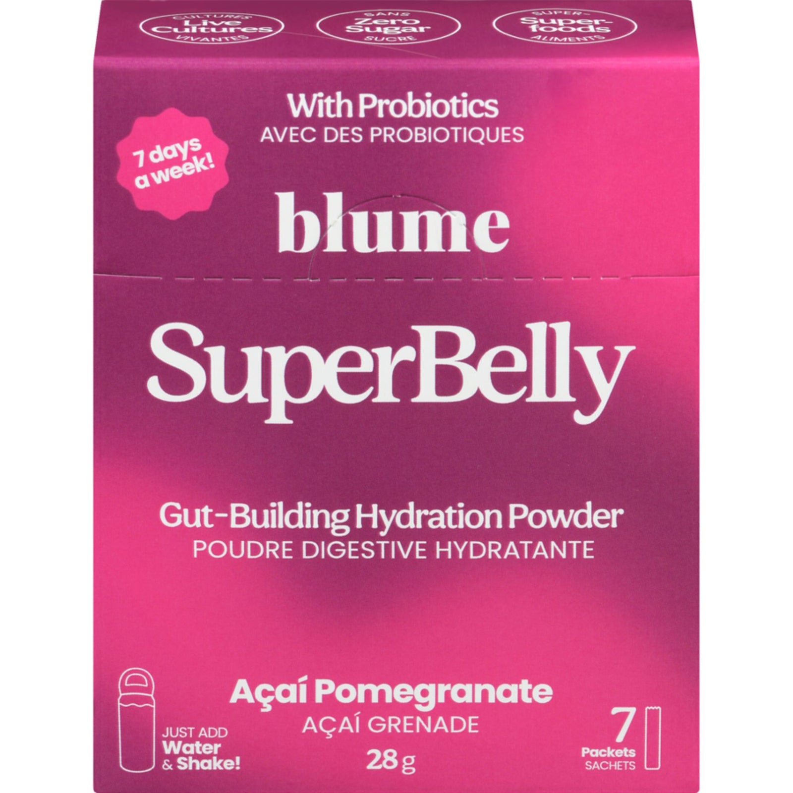 Blume SuperBelly Gut-Building Hydration Sachets Acai Pomegranate 7pk