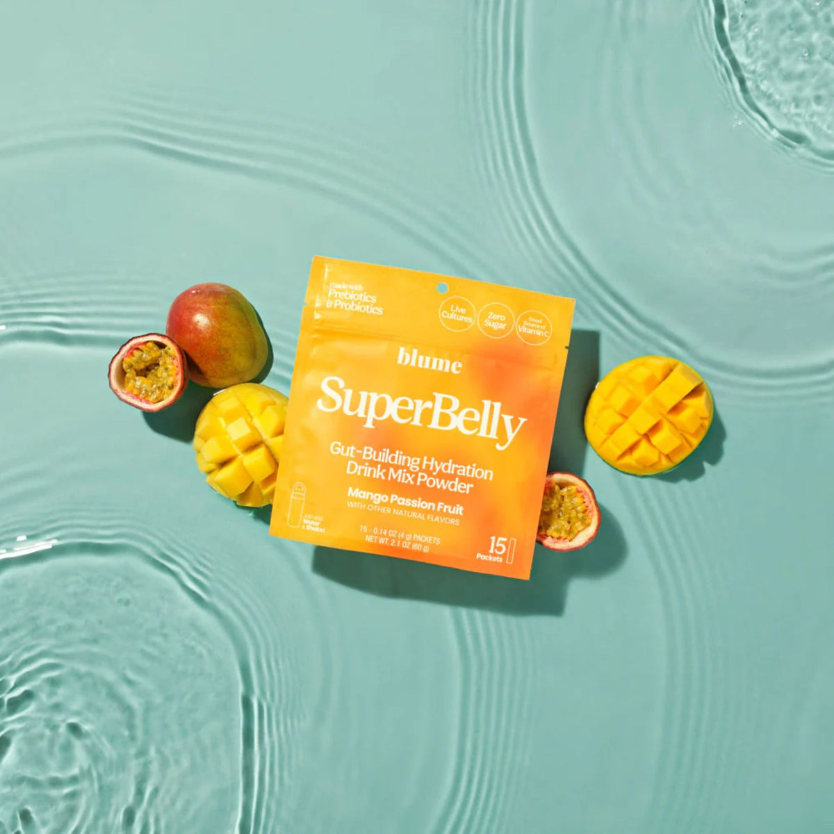 Blume SuperBelly Gut-Building Hydration Sachets Mango Passion Fruit 15pk
