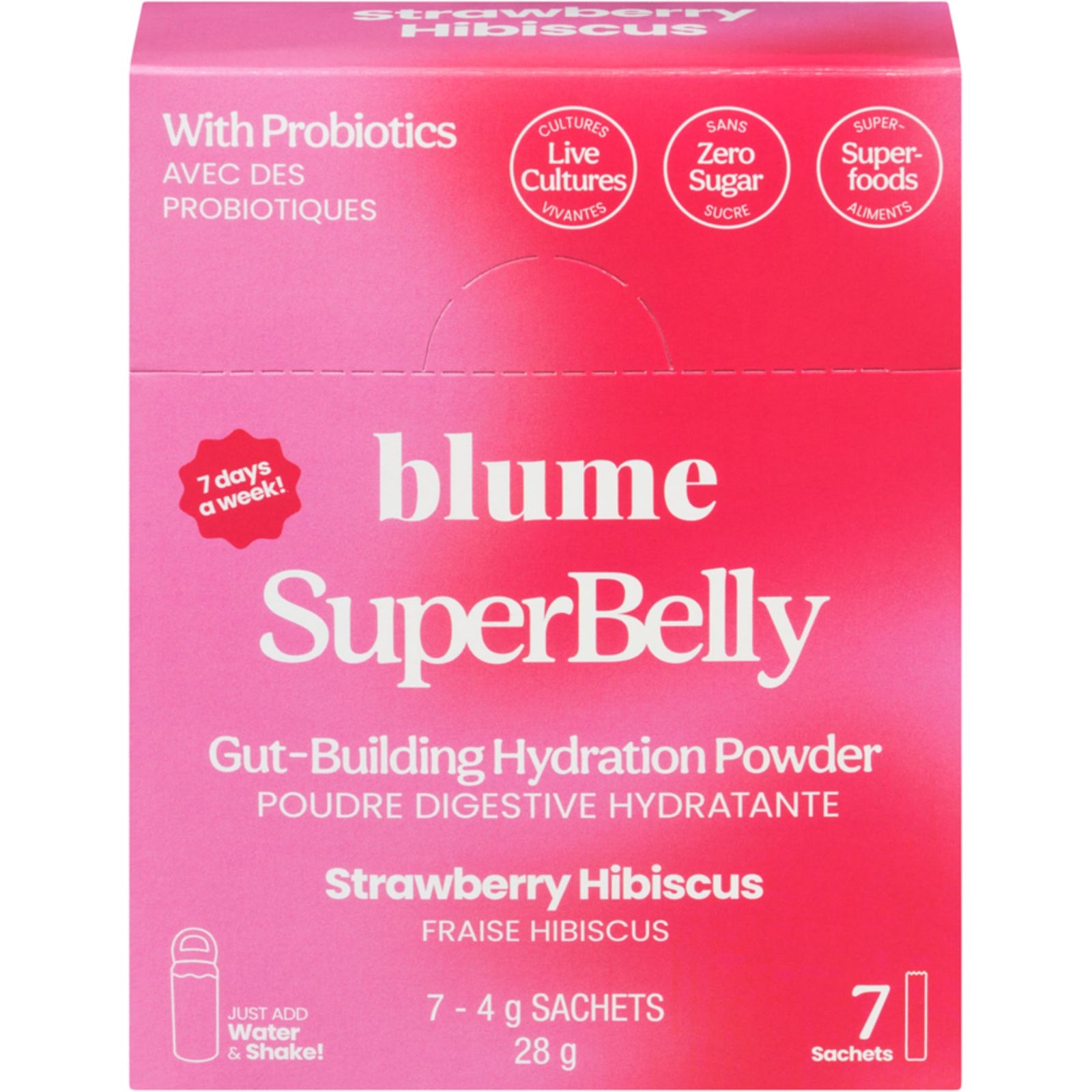 Blume SuperBelly Gut-Building Hydration Sachets Strawberry Hibiscus 7pk