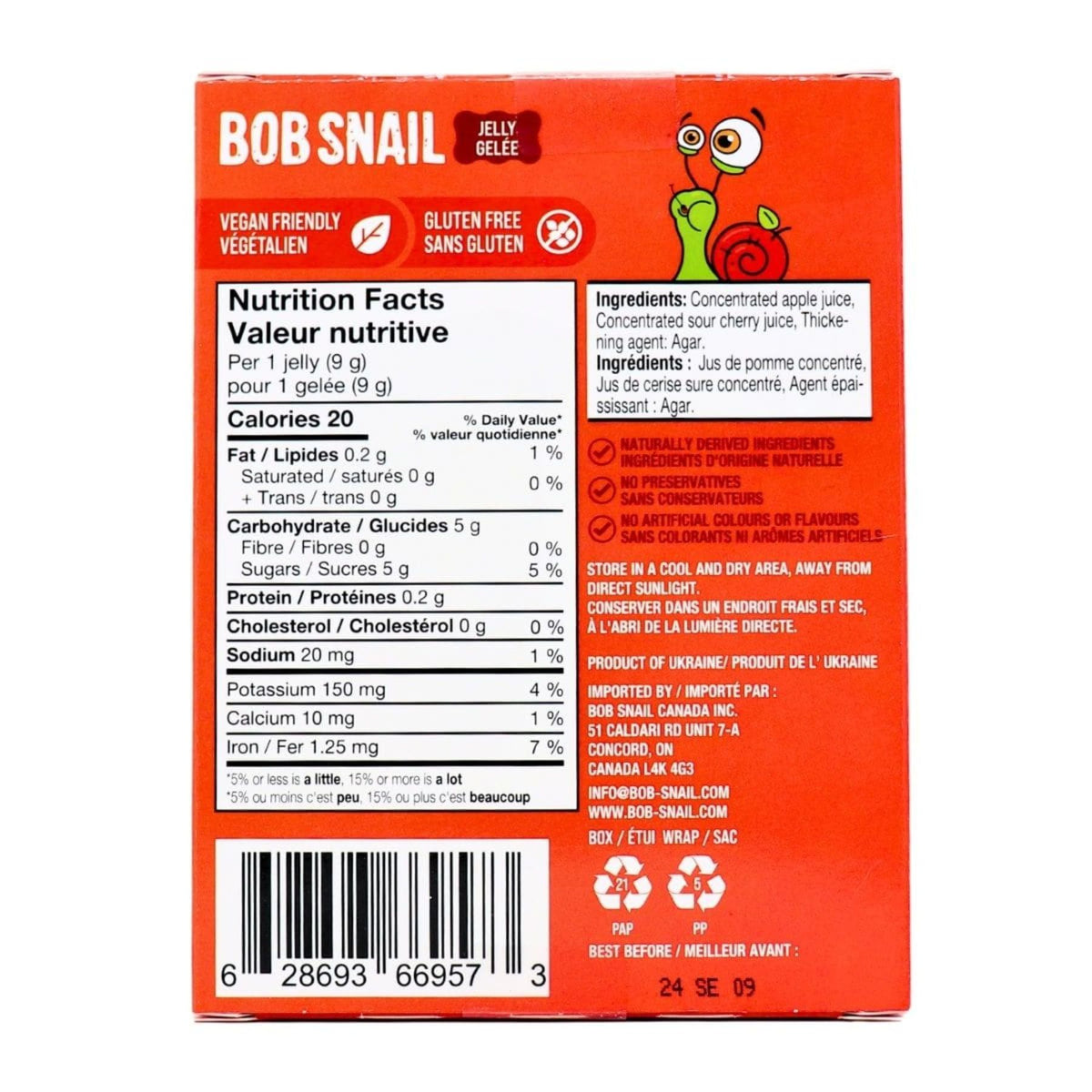 Bob Snail Fruit Jellies - Apple Sour Cherry 10pk