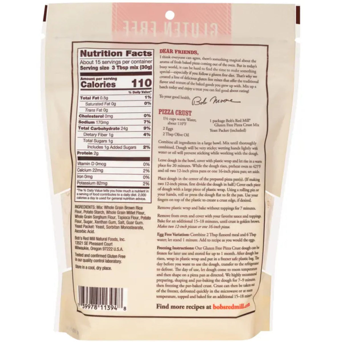 Bob's Red Mill Gluten Free Pizza Crust Mix 454g