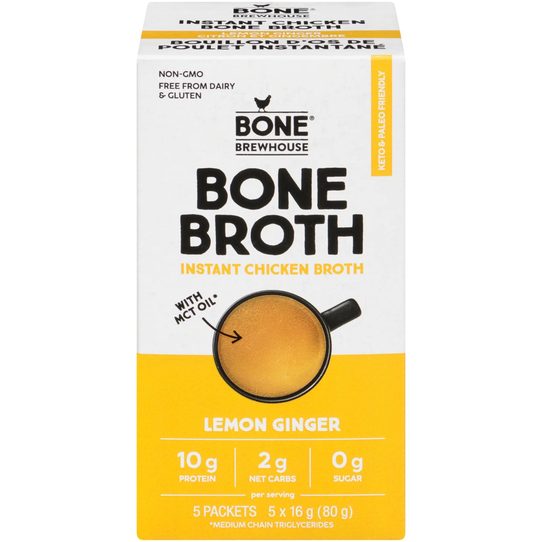 Bone Brewhouse Instant Bone Broth Lemon Ginger 80g (5x16g)