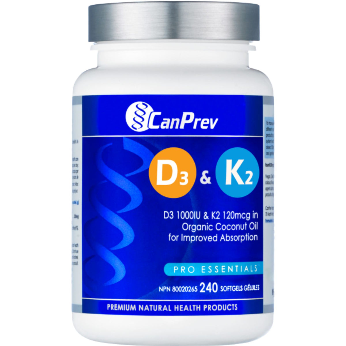 CanPrev D3 & K2 – Organic Coconut Oil 240s