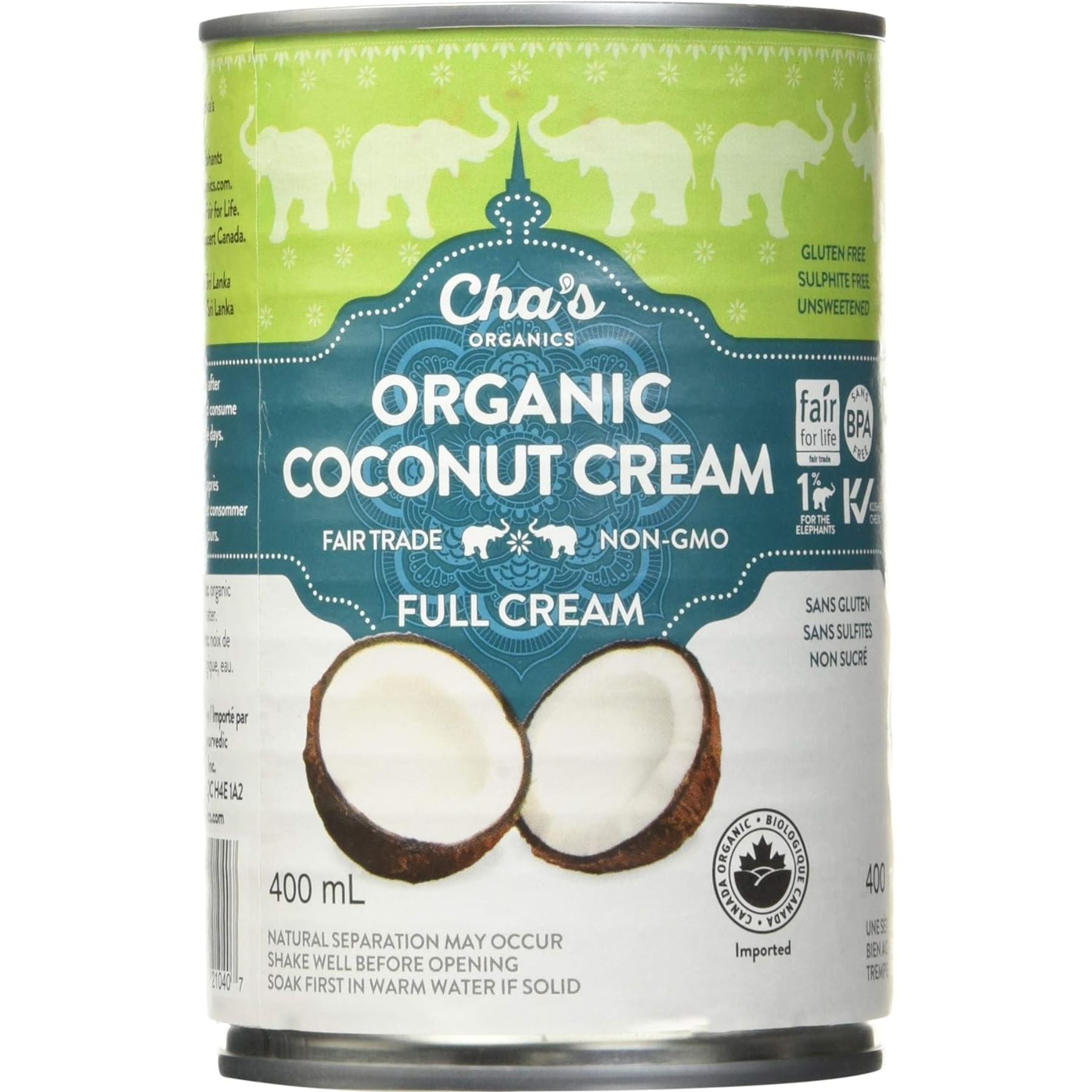 Cha's Organic Coconut Cream 400ml