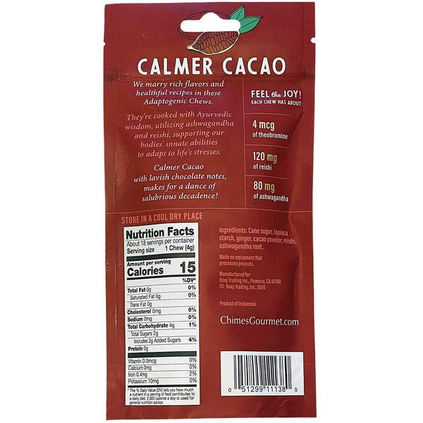 Chimes Adaptogen Ginger Chews Candy Calmer Cacao 72g - Fiddleheads ...