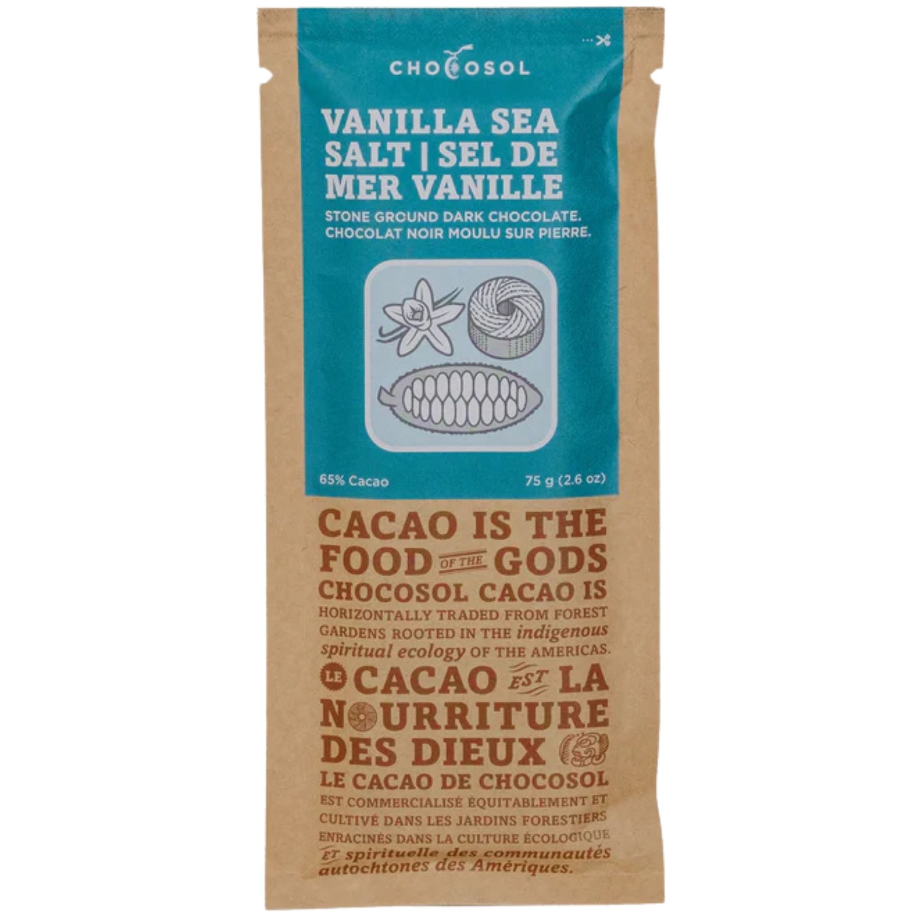 Chocosol Vanilla Sea Salt 65% Dark Chocolate 75g