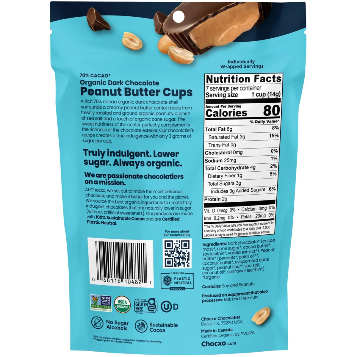 ChocXO Dark Chocolate Peanut Butter Cups 98g