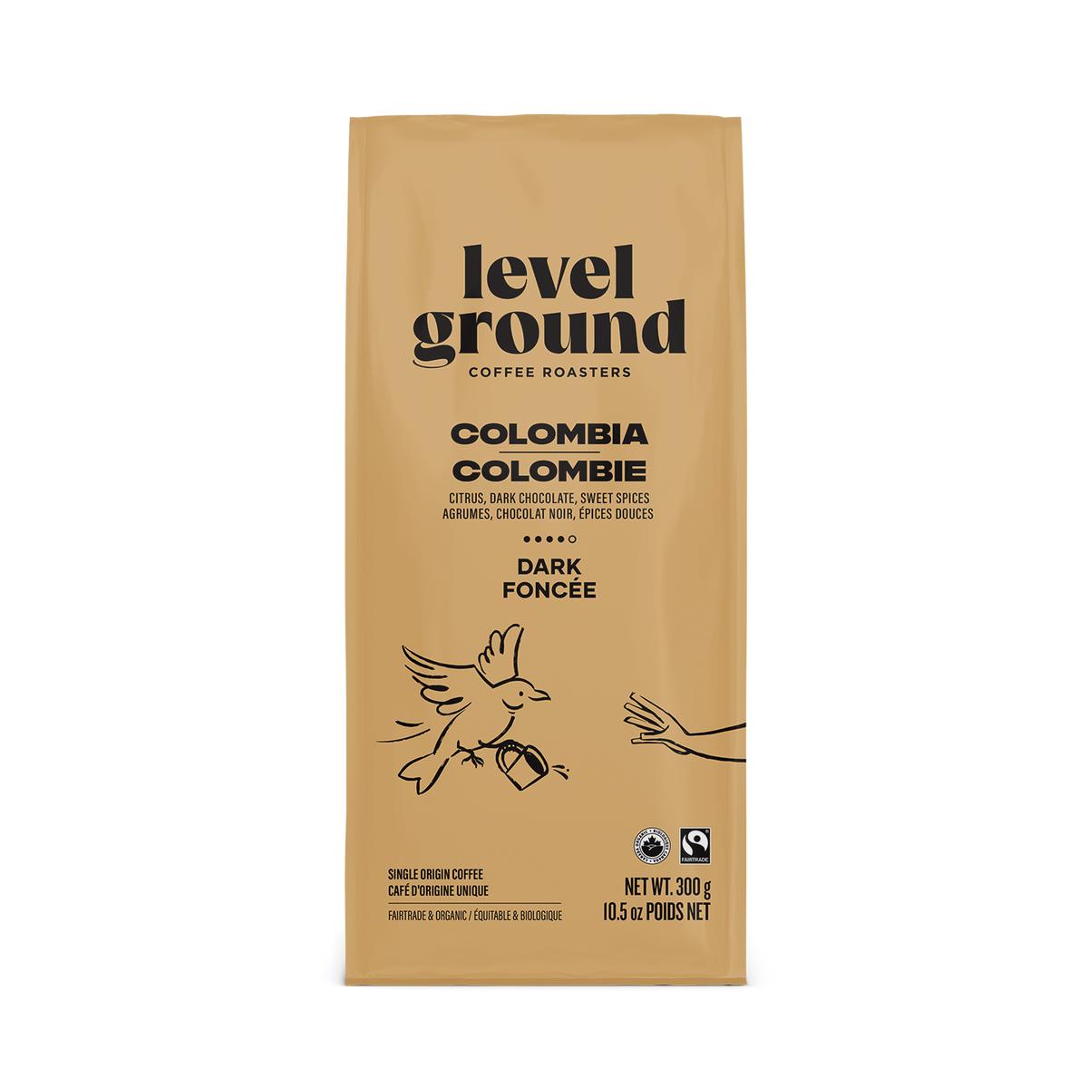 Level Ground Columbia Whole Bean Coffee - Dark Roast - 300g