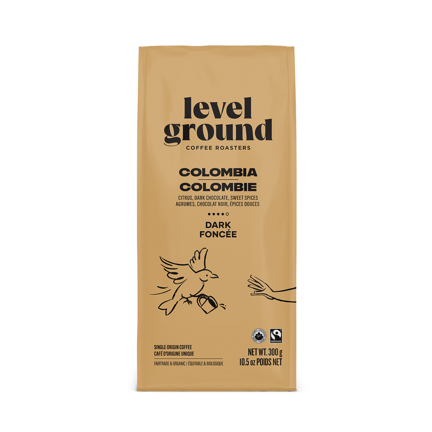 Level Ground Columbia Whole Bean Coffee - Dark Roast - 300g