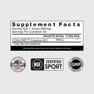 Con-Cret Creatine HCl Powder Raspberry 61.4g (64 servings)