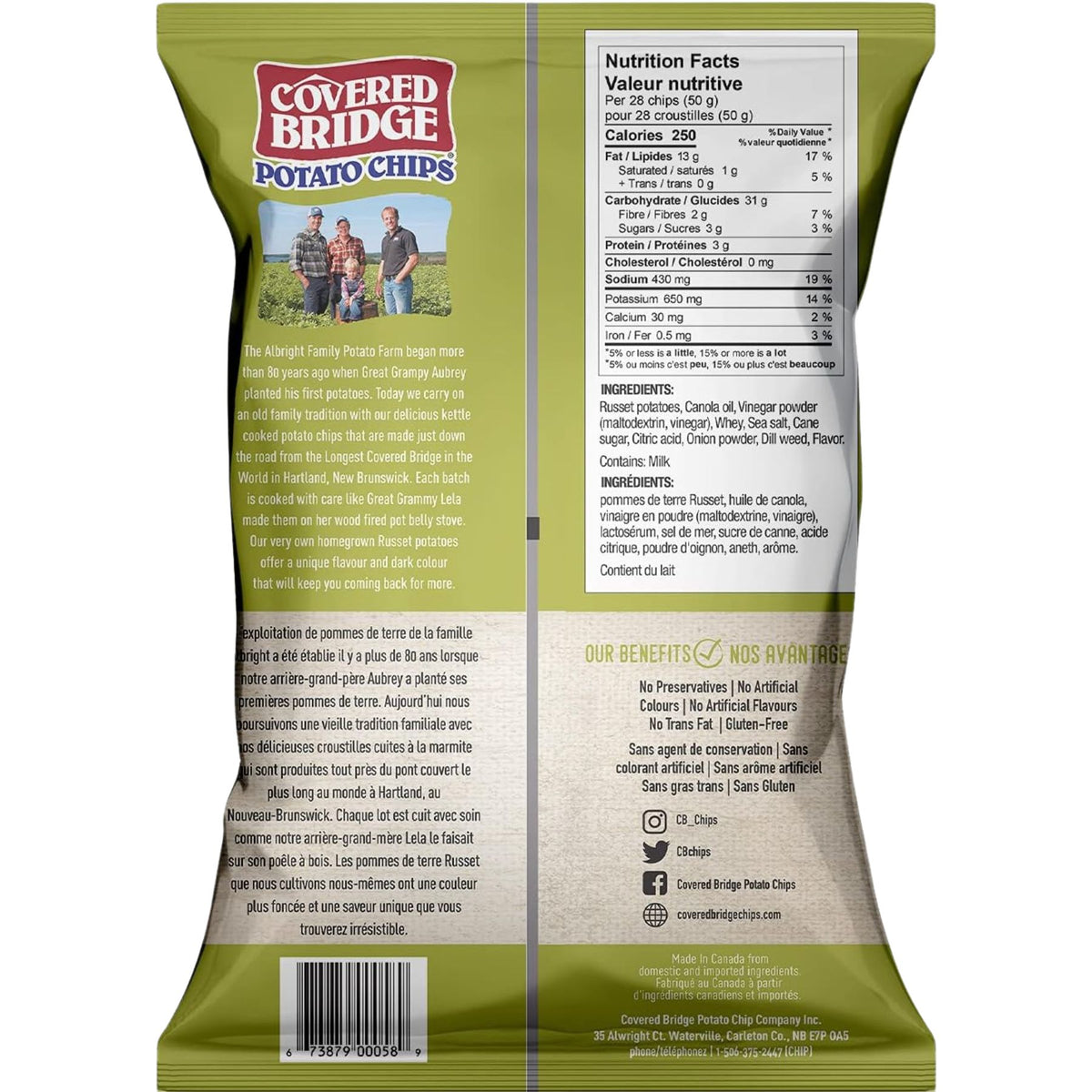 Covered Bridge Creamy Dill Pickle Potato Chips 170g