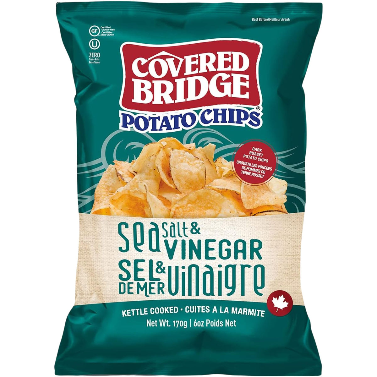 Covered Bridge Sea Salt & Vinegar Potato Chips 170g