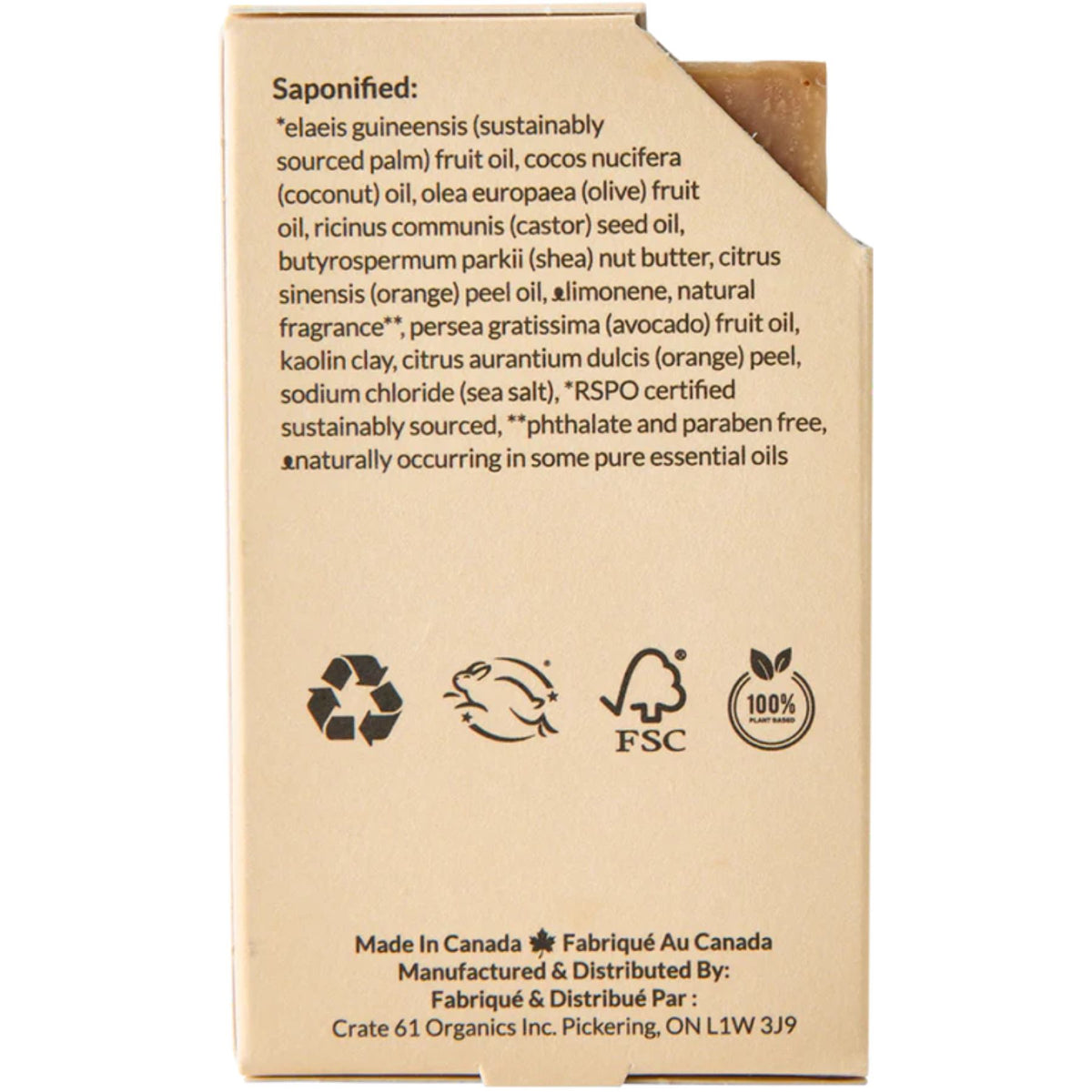 Crate 61 Vanilla Orange Bar Soap 110g