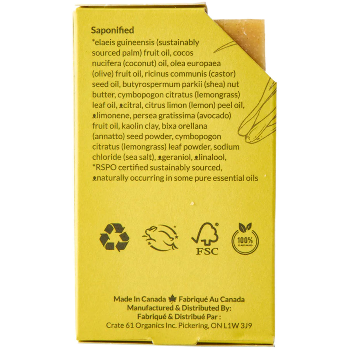 Crate 61 Lemongrass Bar Soap 110g