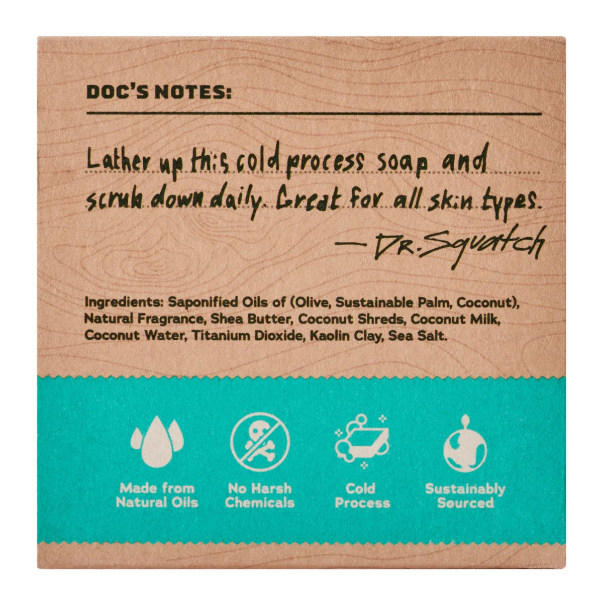 Dr. Squatch Men's Bar Soap Coconut Castaway 141g