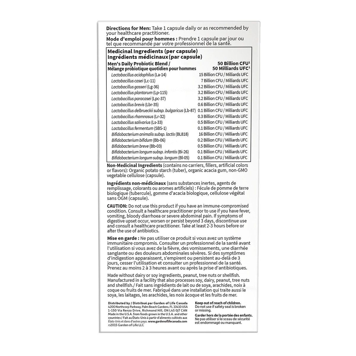 Garden of Life Dr. Formulated Probiotics Once Daily Men's Shelf-Stable 50 Billion 30s