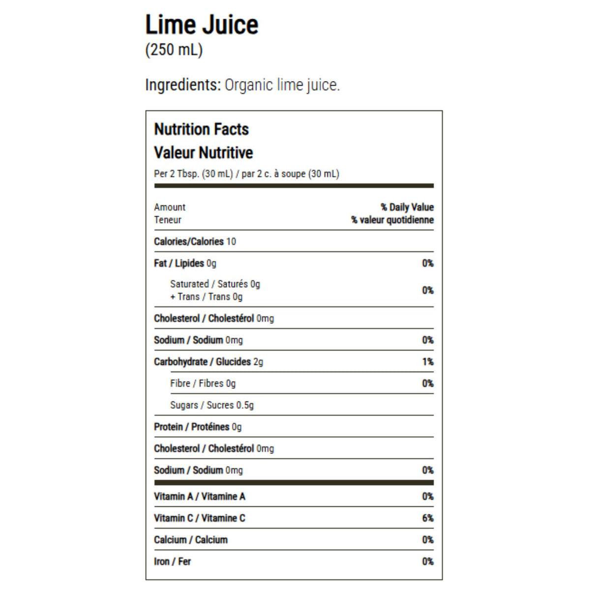 Earth's Choice Organic Lime Juice 250ml