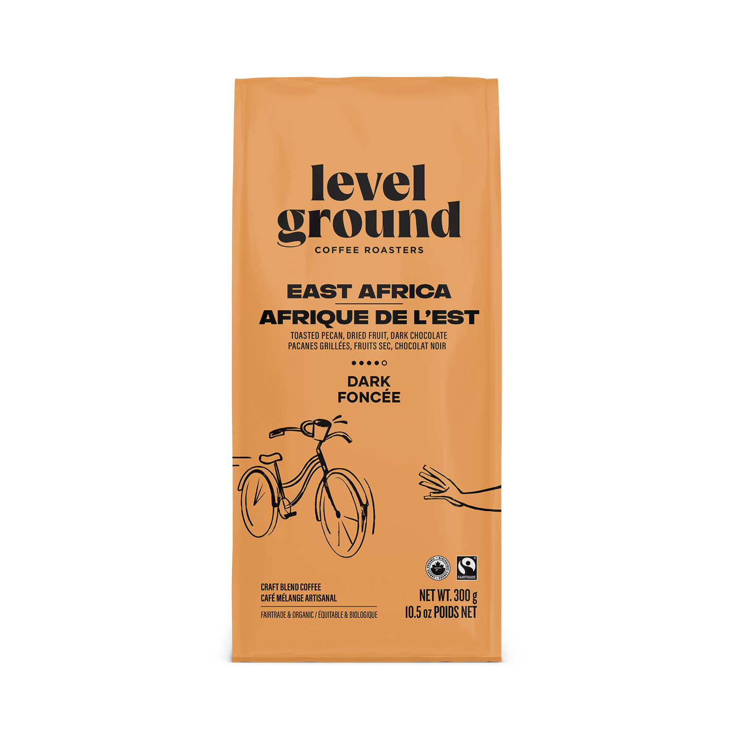 Level Ground East Africa Dark Roast Whole Bean Coffee 300g