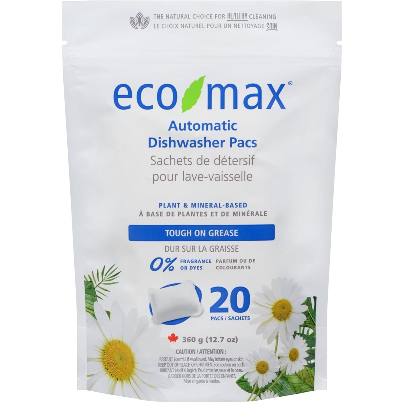 Eco-Max Automatic Dishwasher Pacs Fragrance-Free 20ct