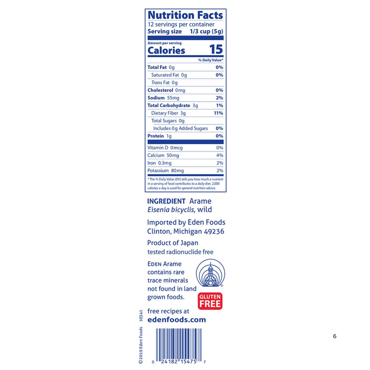 Eden Arame, Sea Vegetable 60g