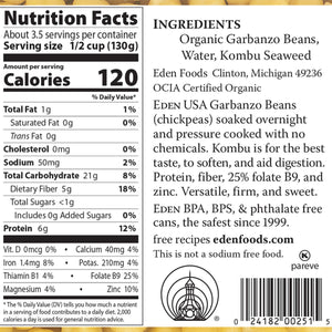 Eden Organic Garbanzo Beans (Chickpeas) 796ml