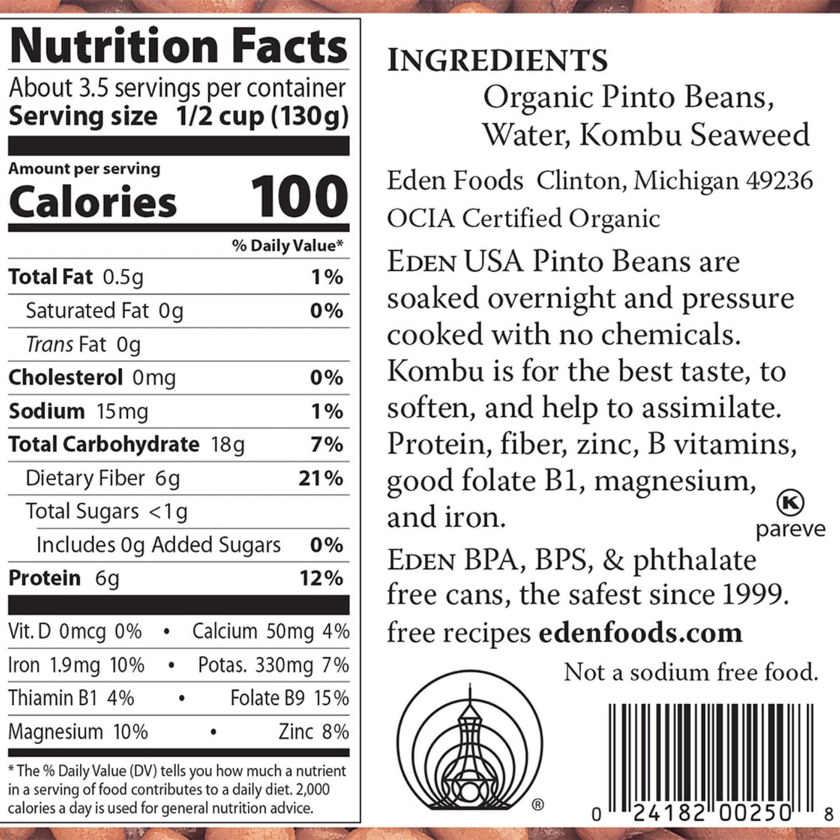Eden Organic Pinto Beans 796ml