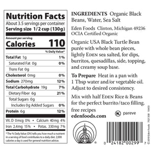 Eden Refried Organic Black Beans 398ml