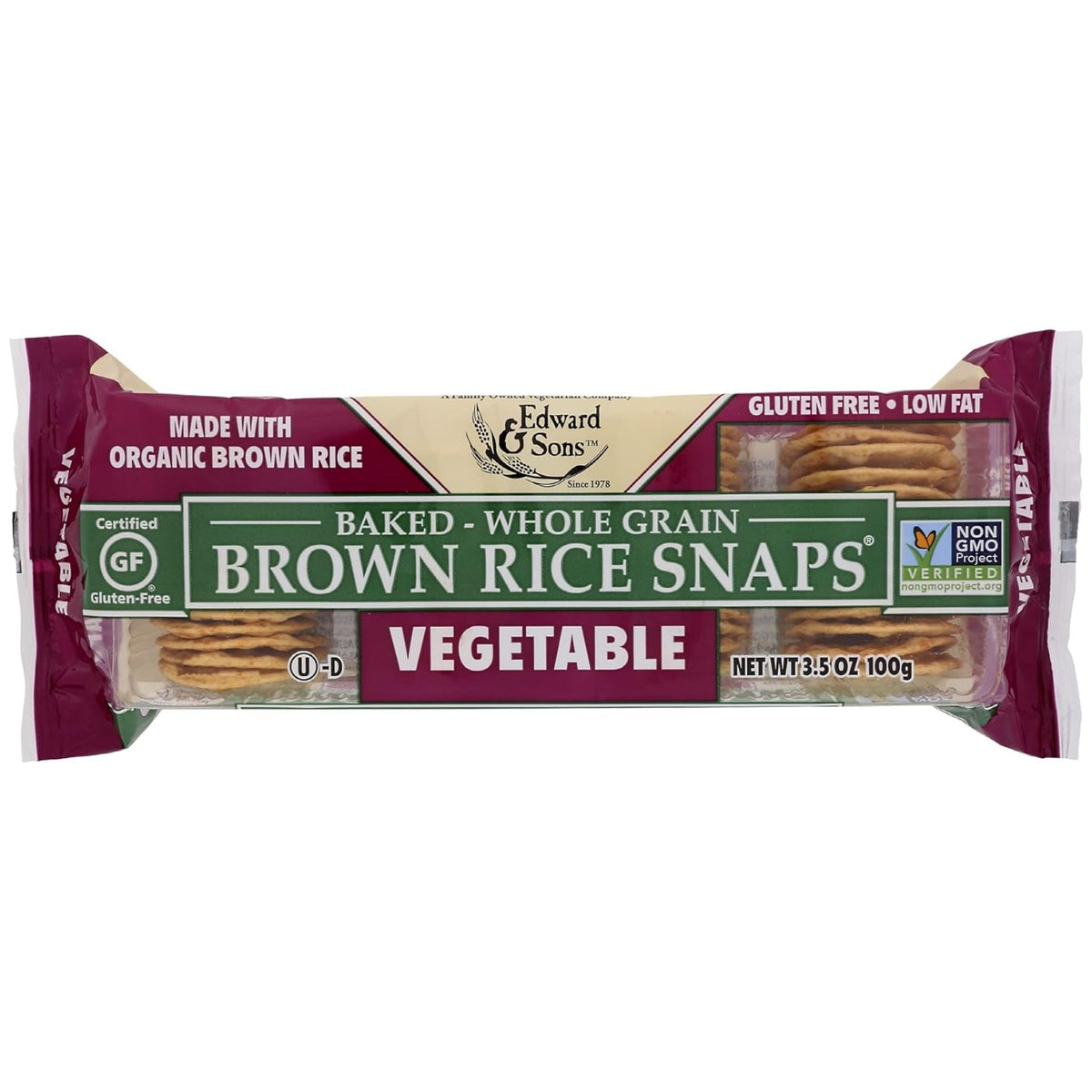 Edward & Sons Organic Vegetable Brown Rice Snaps 100g