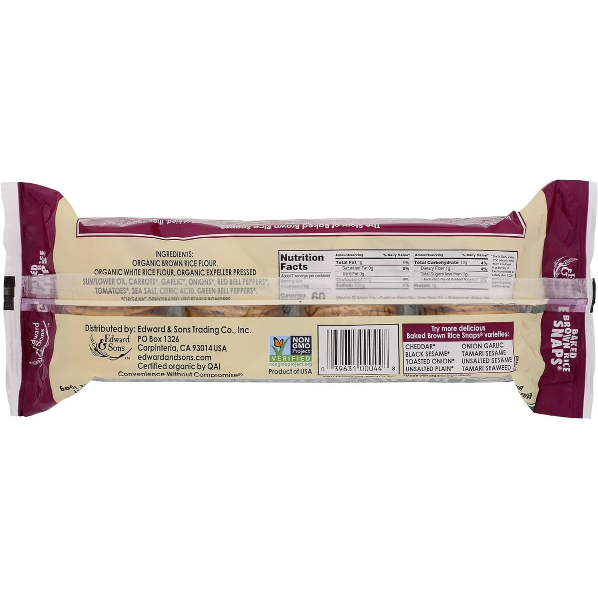 Edward & Sons Organic Vegetable Brown Rice Snaps 100g