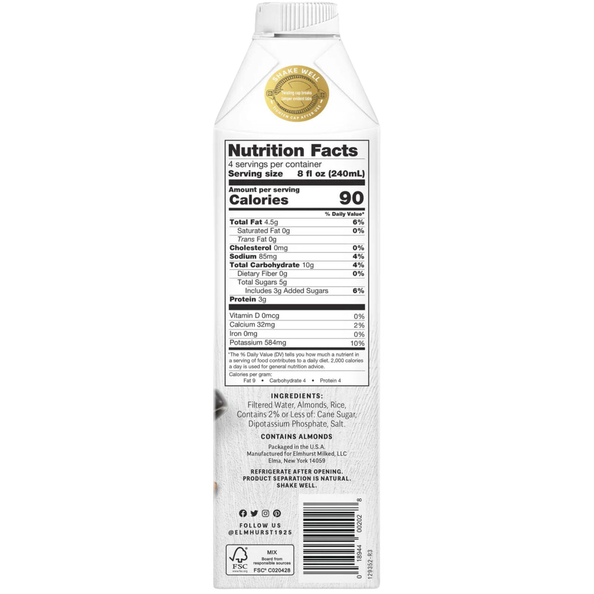 Elmhurst Barista Almond Milk 946ml