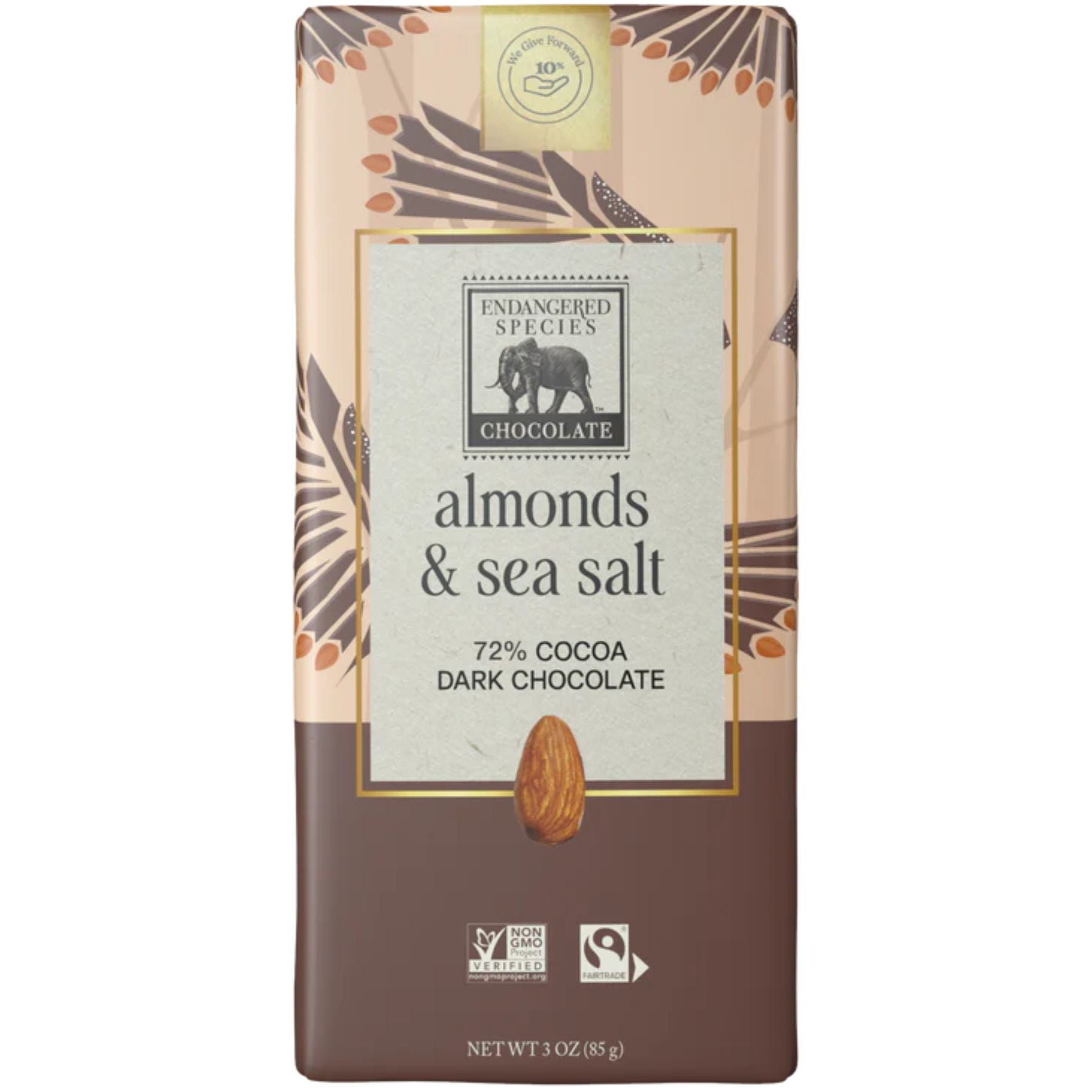 Endangered Species 72% Dark Chocolate with Almonds & Sea Salt 85g