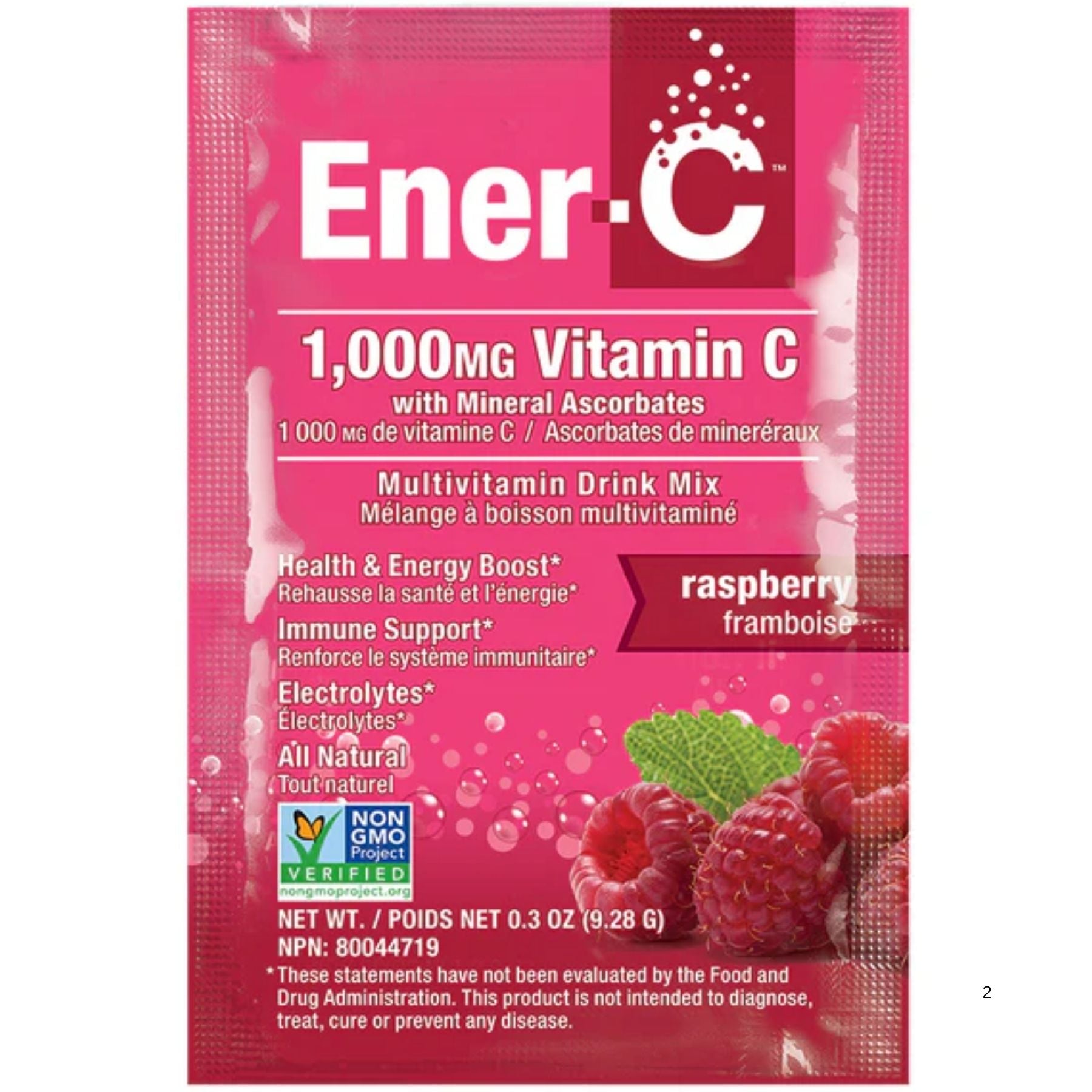 Ener-C Raspberry Multivitamin Drink Mix - 1,000mg Vitamin C (Single Sachet)