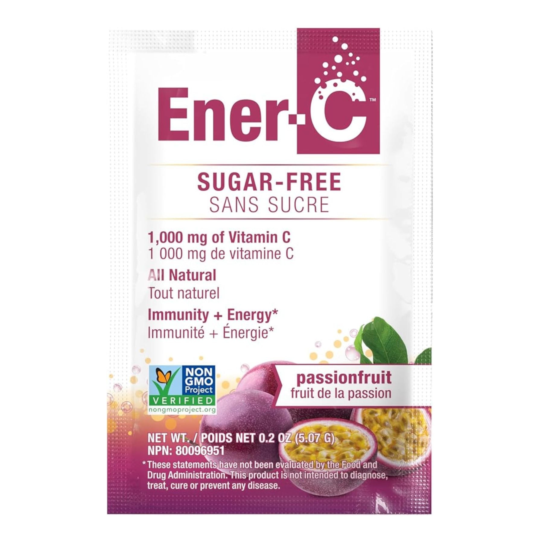 Ener-C Sugar Free Passion Fruit Multivitamin Drink Mix - 1,000mg Vitamin C (Single Sachet)