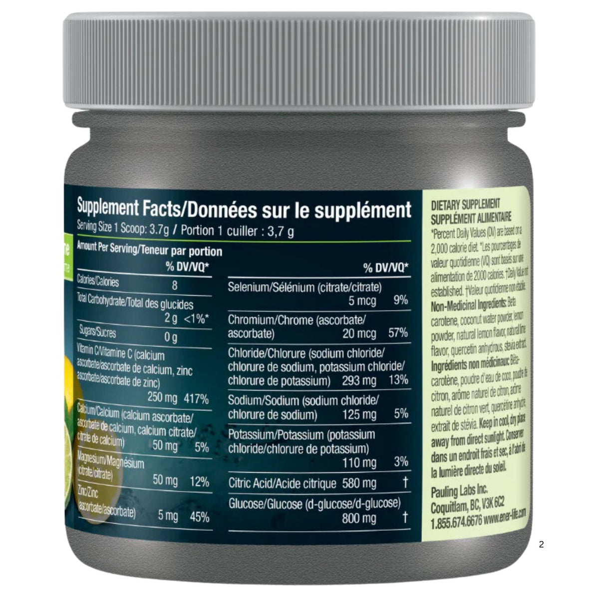 Ener-IV+ Electrolyte Drink Mix Lemon Lime 166.5g (30 servings)